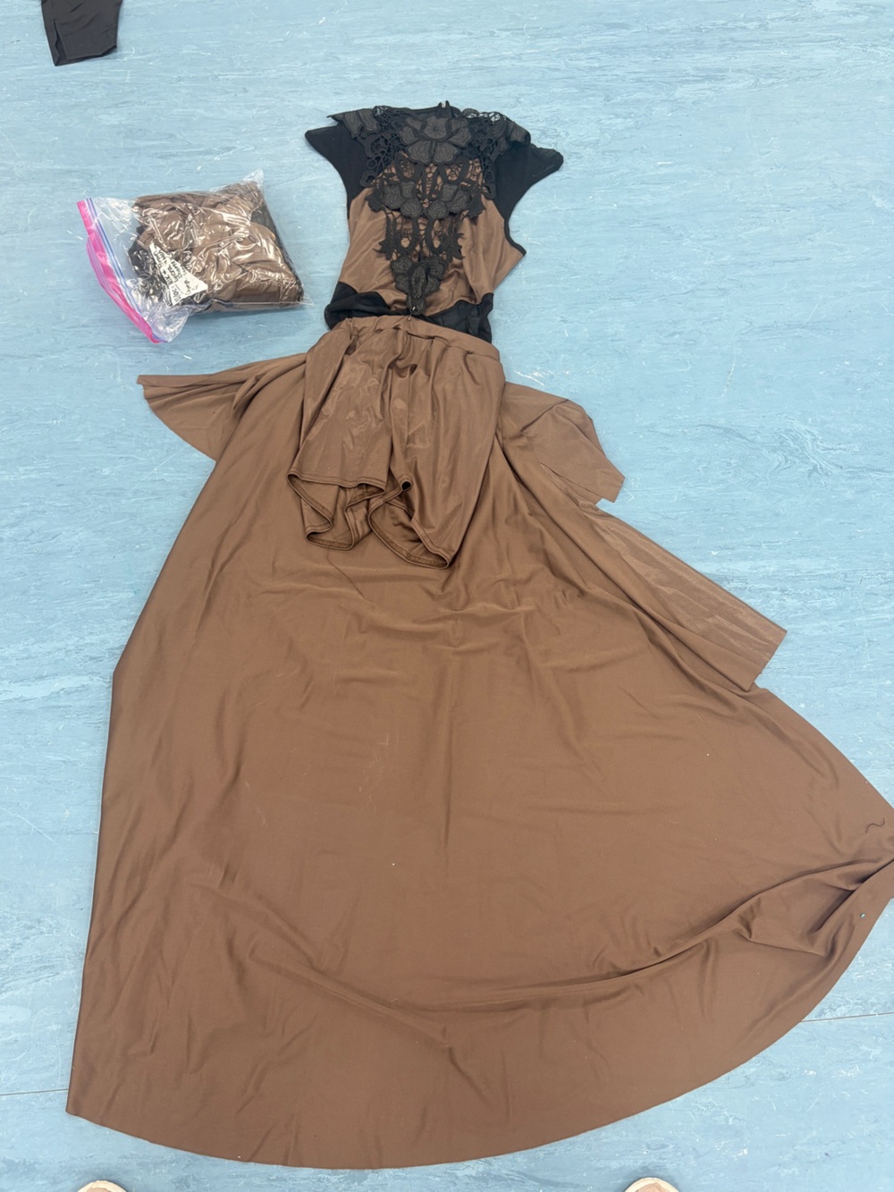Kelle Brown Lace-Back Dance Maxi Dress Skirt